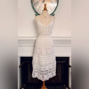 Naoo-Boho Bohemian Style White Lace Dress